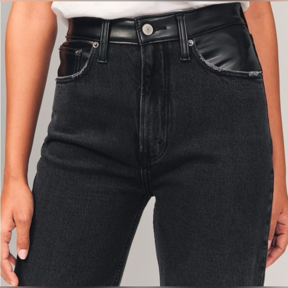 Abercrombie leather denim jean